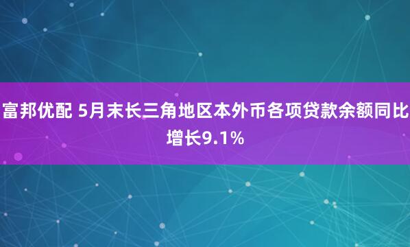 富邦优配 5月末长三角地区本外币各项贷款余额同比增长9.1%
